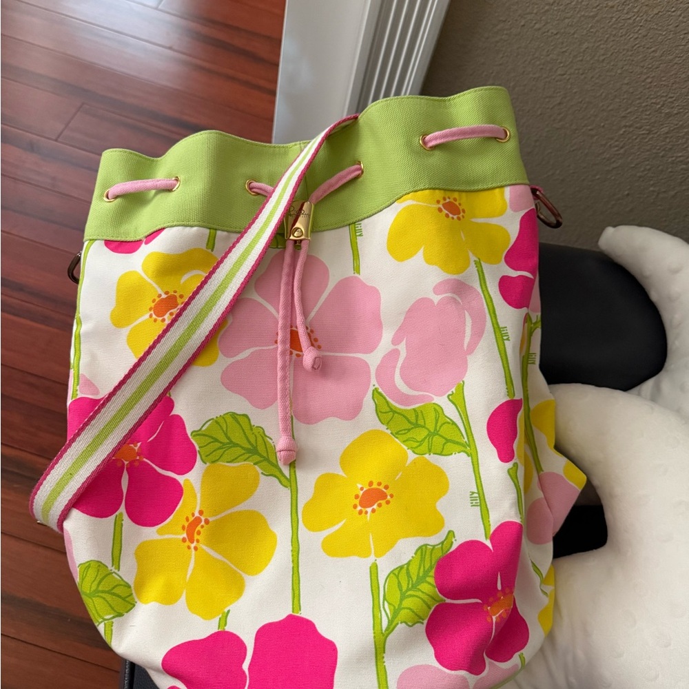 Lilly Pulitzer Pink and Yellow Floral Backpack - Picture 4 of 7